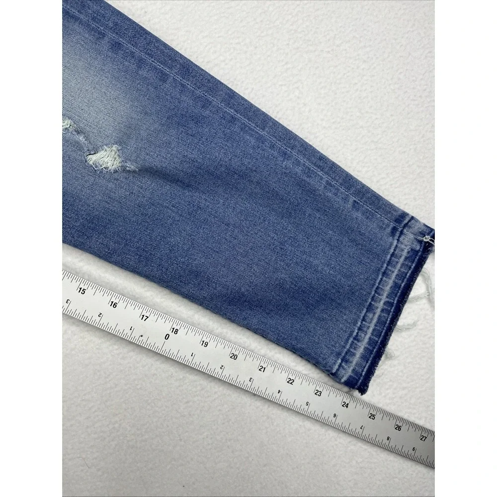 Mother Undone Drop Out Hem Cliffhanger Jeans Blue Size 27 Distressed Low Rise